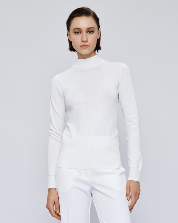 Knitted turtleneck blouse with short sleeves - Access Fashion