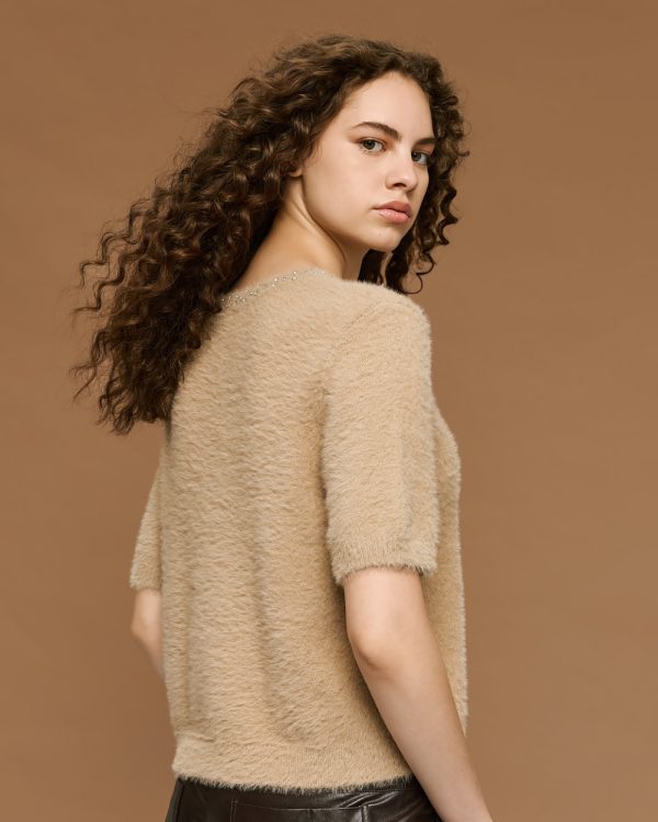 Knitted blouse with short sleeves and rhinestones - Access Fashion - Image 4