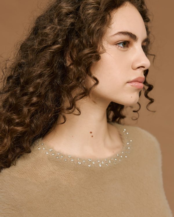 Knitted blouse with short sleeves and rhinestones - Access Fashion - Image 5