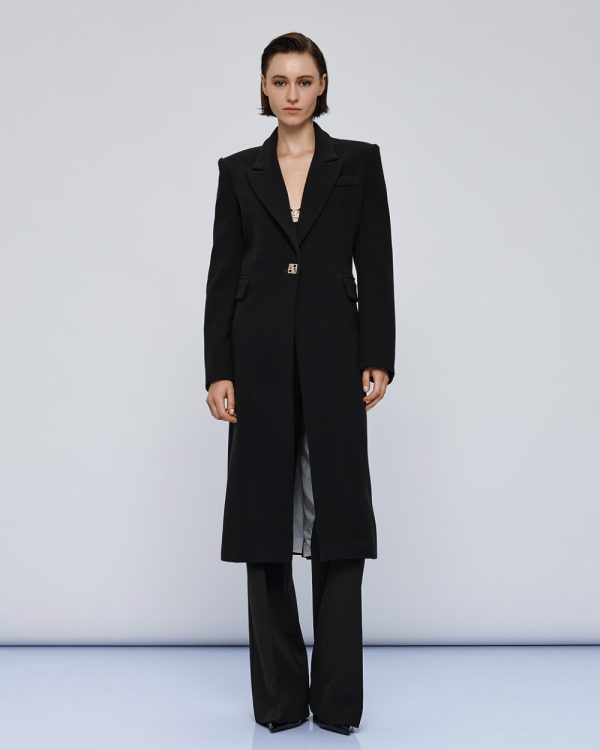 Long coat with monogram button - Access Fashion