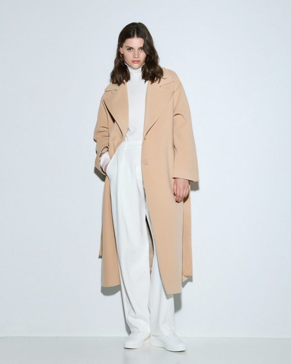 Long coat with tie belt - Access Fashion