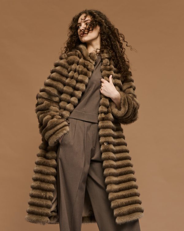 Long jacket with faux fur - Access Fashion