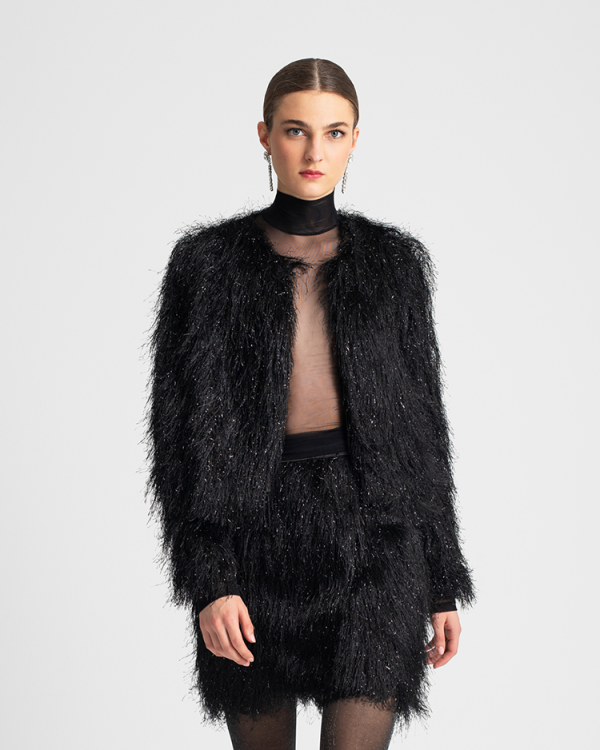 Sheer mesh turtleneck top - Moutaki