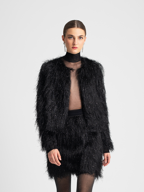Sheer mesh turtleneck top - Moutaki