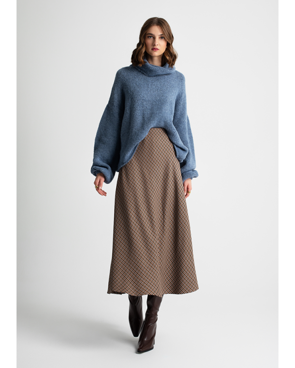 Checked a-line midi skirt - Moutaki