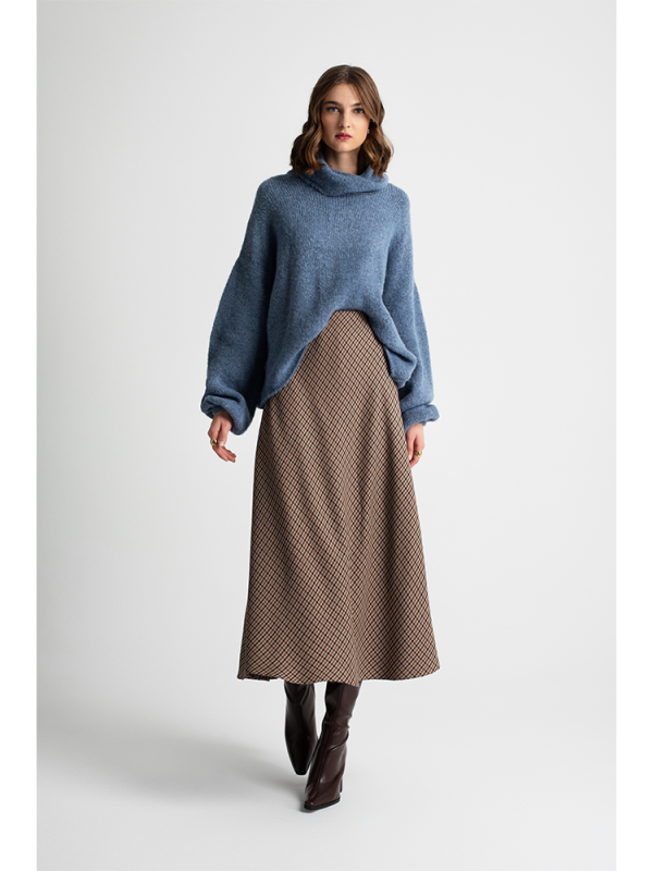 Checked a-line midi skirt - Moutaki