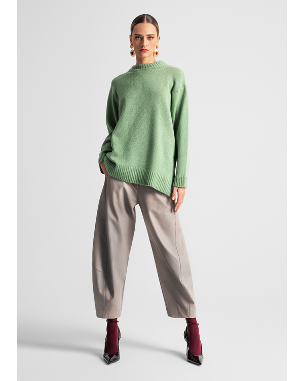 Relaxed-fit eco-leather slouchy trousers - Moutaki