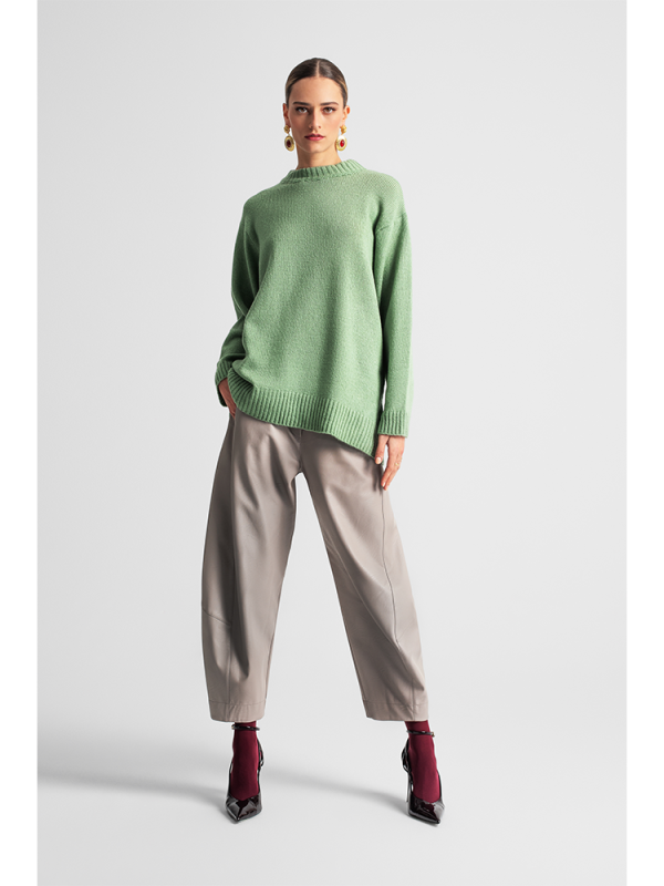 Relaxed-fit eco-leather slouchy trousers - Moutaki
