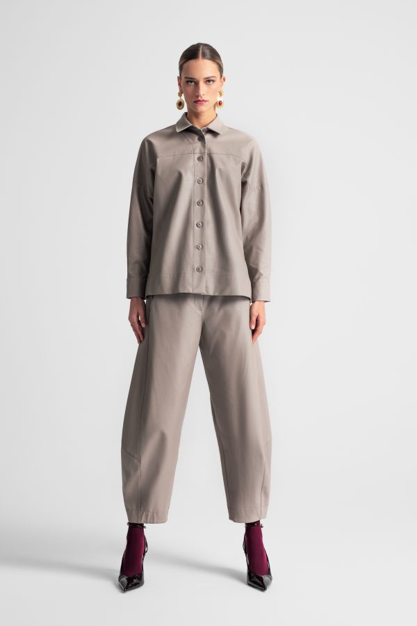 Relaxed-fit eco-leather slouchy trousers - Moutaki - Image 2