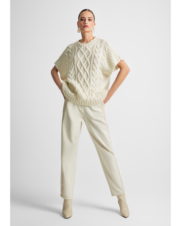 Straight-leg trousers with quilted detail - Moutaki