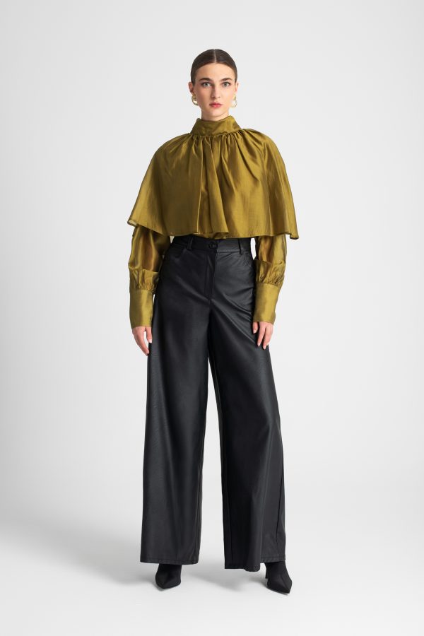 Wide-leg eco-leather trousers - Moutaki - Image 2