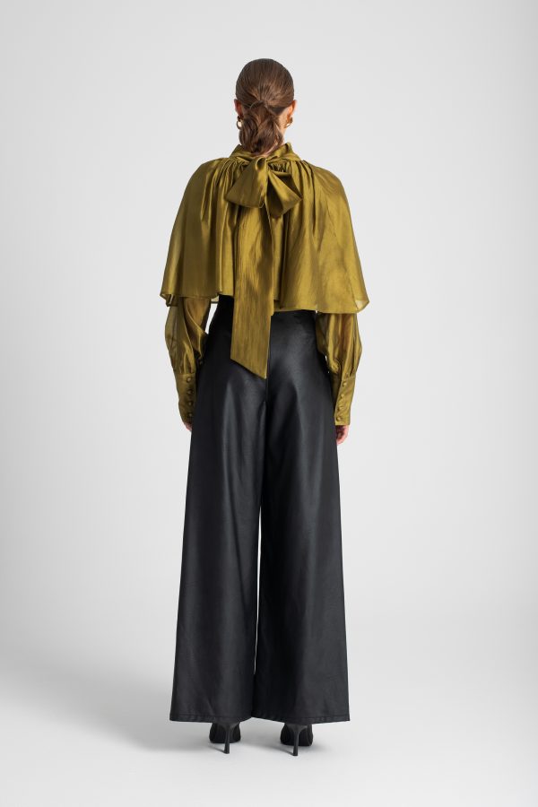 Wide-leg eco-leather trousers - Moutaki - Image 3