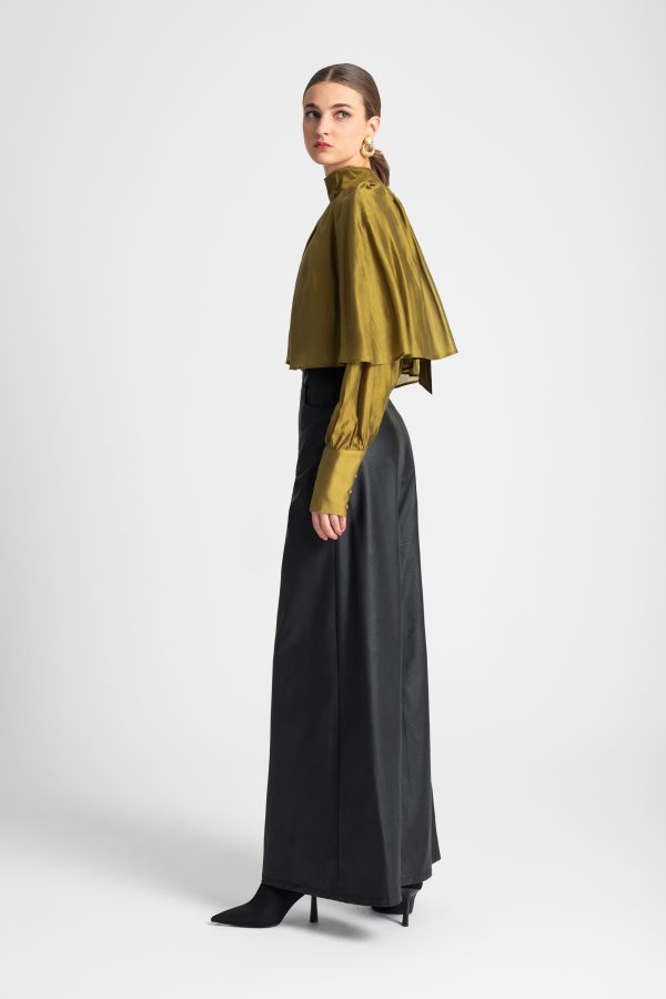 Wide-leg eco-leather trousers - Moutaki - Image 4