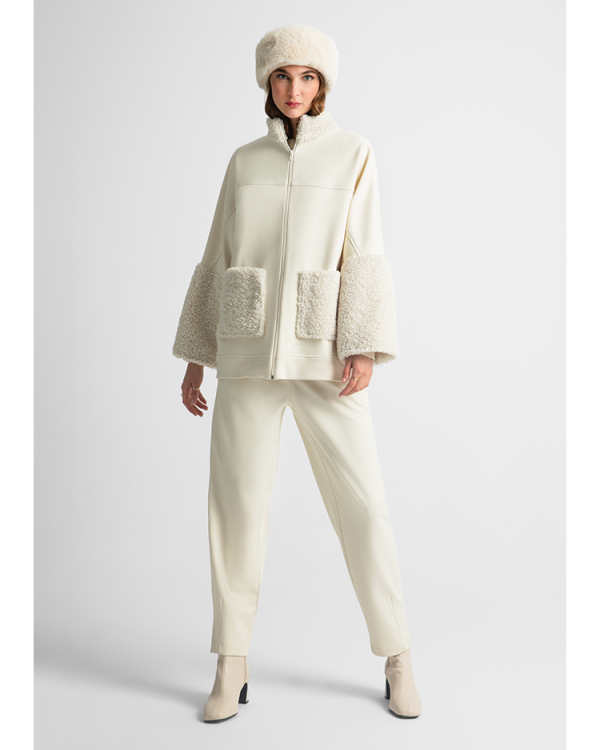 Coat with shearling details - Moutaki
