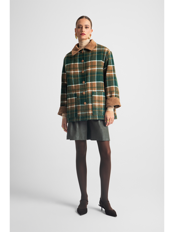 Check wool-blend jacket - Moutaki