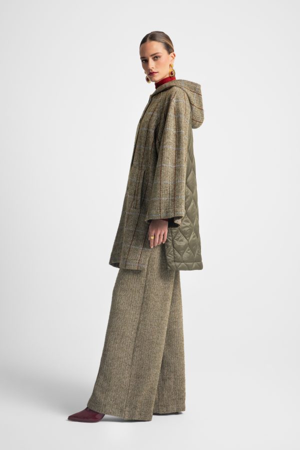 Check hooded coat with quilted back - Moutaki - Image 2