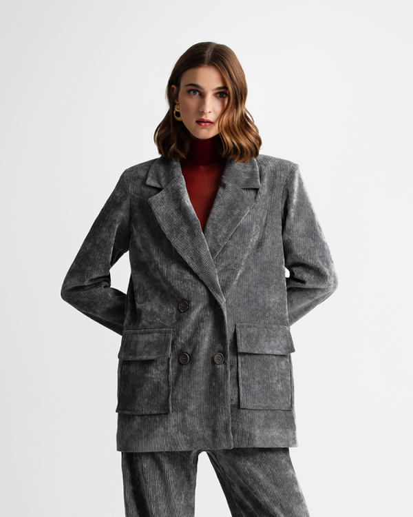 Corduroy double-breasted blazer - Moutaki