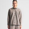 Button-up eco-leather shirt with dropped shoulders - Moutaki