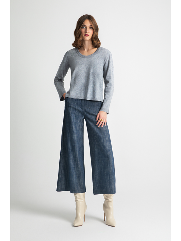Classic round neck knit blouse - Moutaki - Image 2