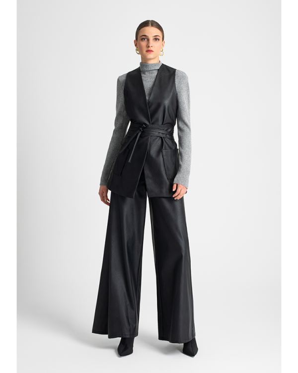 Ribbed knit high-neck blouse - Moutaki