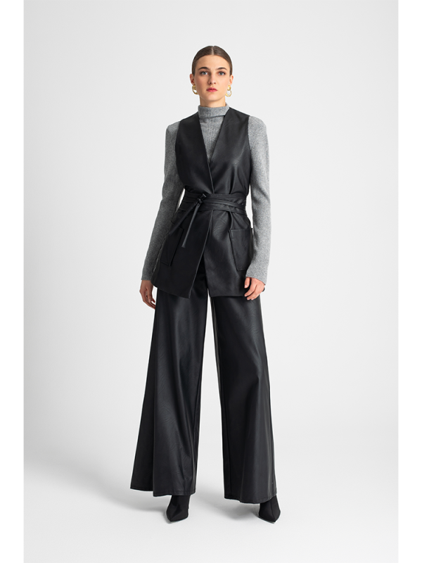 Ribbed knit high-neck blouse - Moutaki