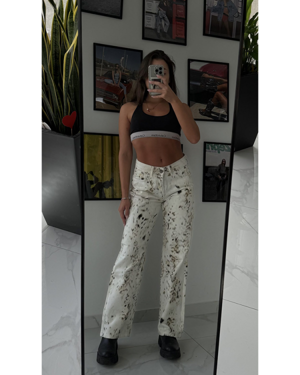 Siena straight leg denim with zefi print -  Sac & Co