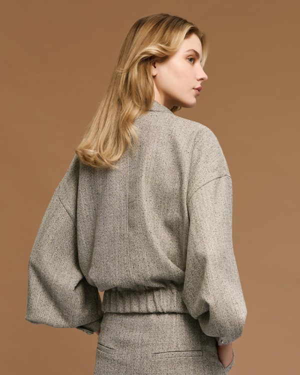 Herringbone jacket with high neck - Access Fashion - Image 4