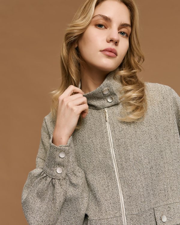 Herringbone jacket with high neck - Access Fashion - Image 5