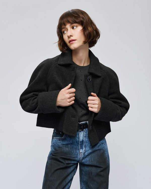 Cropped jacket with ribbed waistband - Access Fashion - Image 3