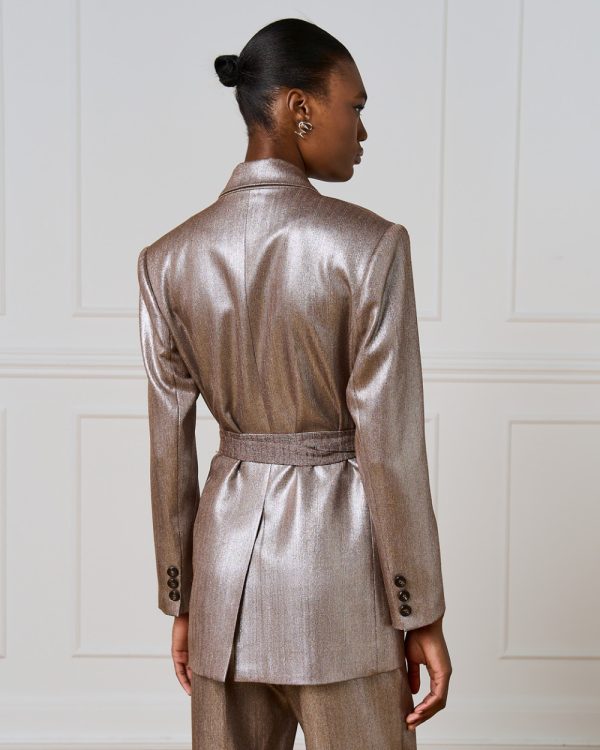 Long metallic-effect blazer - Access Fashion - Image 3