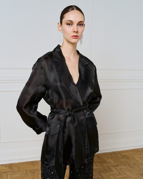 Semi-sheer blazer with piping - Access Fashion