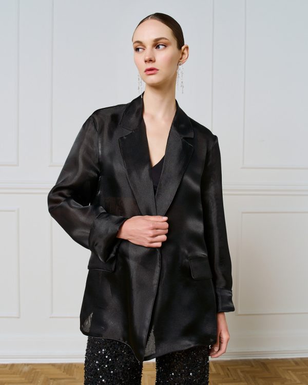 Semi-sheer blazer with piping - Access Fashion - Image 3