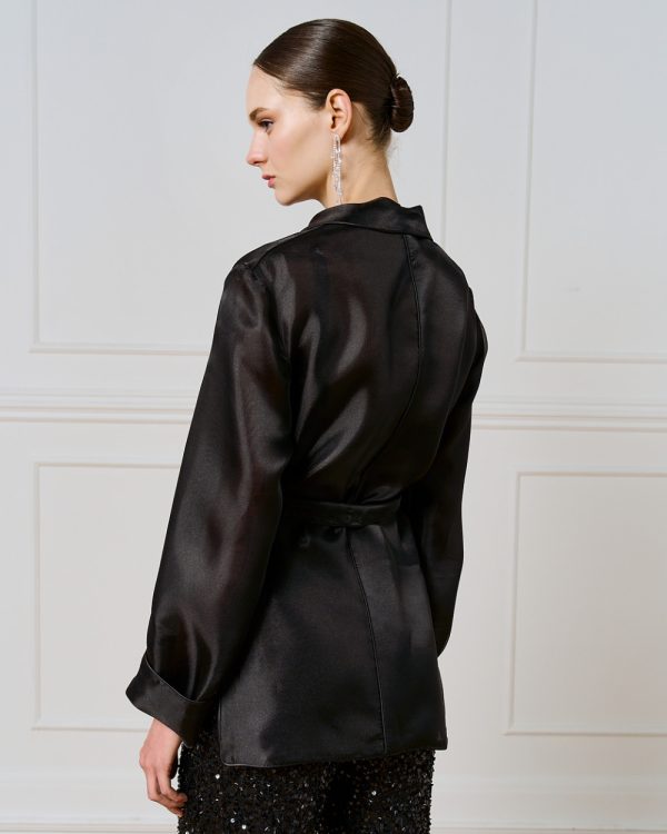 Semi-sheer blazer with piping - Access Fashion - Image 5