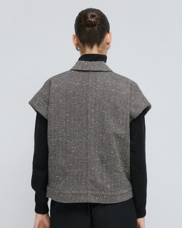 Cropped herringbone jacket with sequins - Access Fashion - Image 4