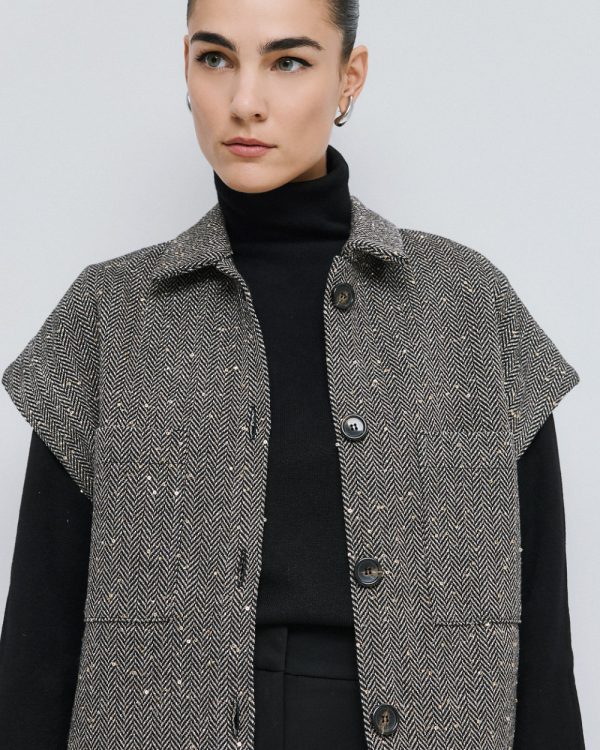 Cropped herringbone jacket with sequins - Access Fashion - Image 5