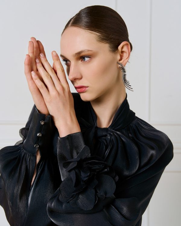 Shimmery blouse with flower brooches - Access Fashion - Image 5