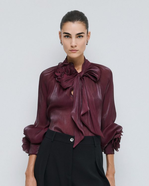 Shimmery blouse with flower brooches - Access Fashion - Image 7