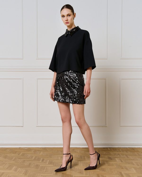 Blouse with detachable sequin collar - Access Fashion - Image 2