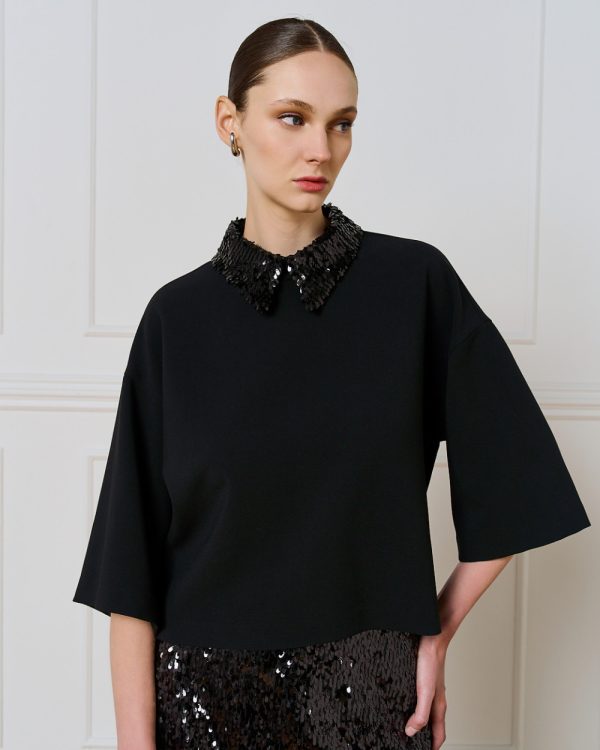 Blouse with detachable sequin collar - Access Fashion - Image 3