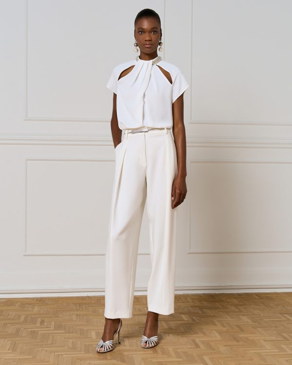 Top with rhinestones and a cut-out - Access Fashion
