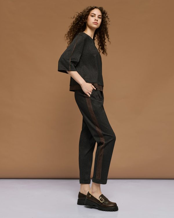 Blouse with suede-effect details - Access Fashion - Image 3