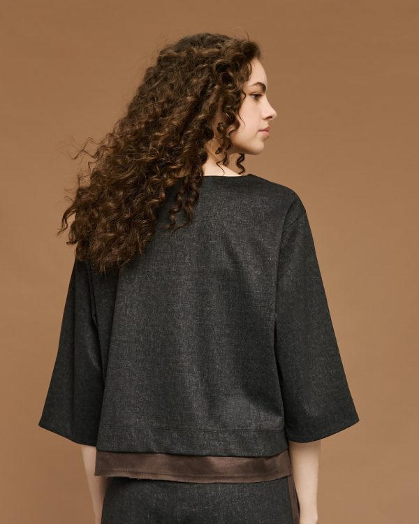Blouse with suede-effect details - Access Fashion - Image 4