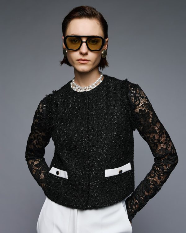 Tweed top with lace details - Access Fashion