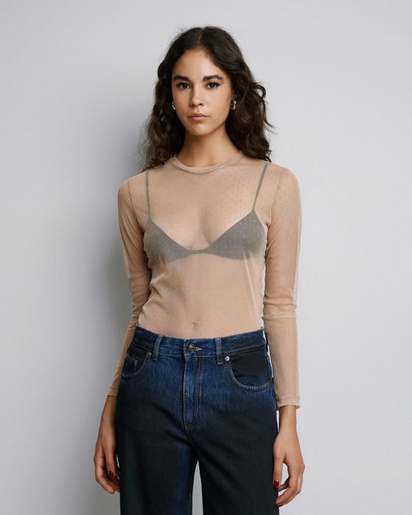 Mesh blouse with rhinestones - Access Fashion - Image 4