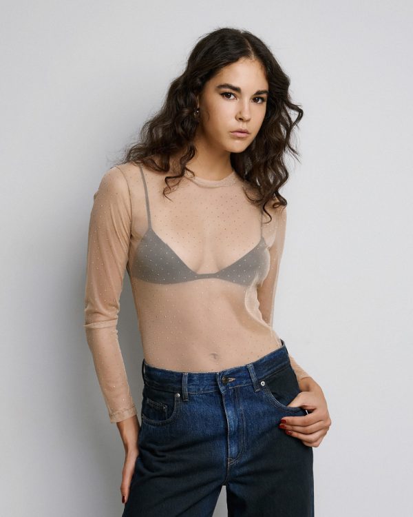 Mesh blouse with rhinestones - Access Fashion - Image 6