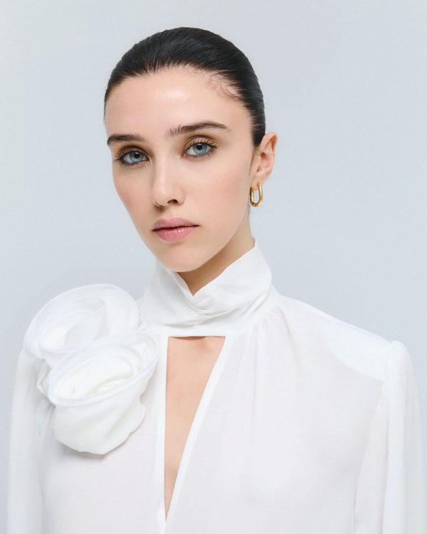 V-neck blouse with flower detail - Access Fashion - Image 7