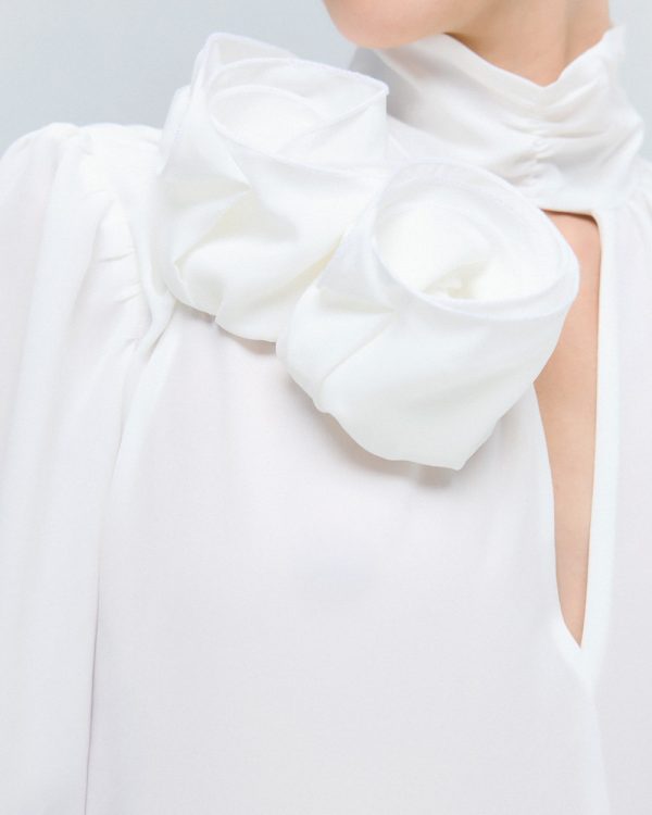 V-neck blouse with flower detail - Access Fashion - Image 9