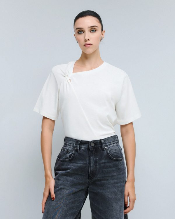 T-shirt with knot and cut-out - Access Fashion