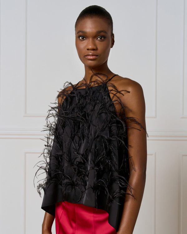 Halter top with feathers - Access Fashion