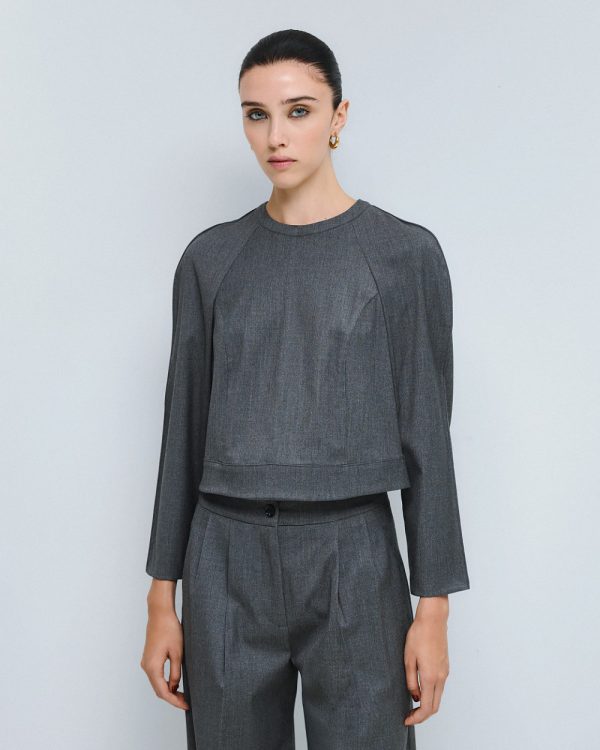 Cropped blouse with decorative seams - Access Fashion